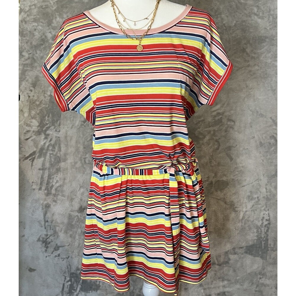 Mossimo Supply Co Colorful Striped Adjustable Waist Summer Dress Womens Size L
